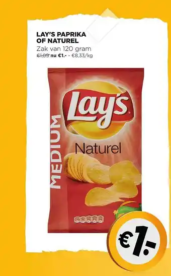 Jumbo Lay's Paprika Of Naturel aanbieding