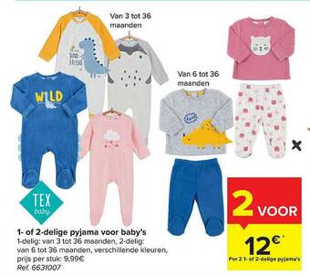 Hyper Carrefour 1- Of 2-delige Pyjama Voor Baby's aanbieding