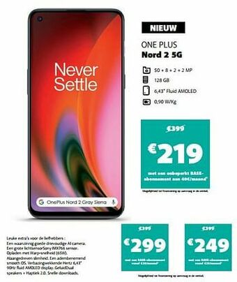 Base One plus nord 2 5g aanbieding