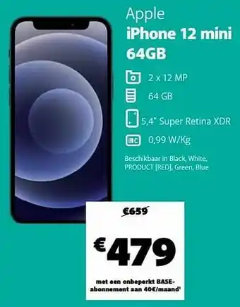 Base Apple iphone 12 mini 64gb aanbieding