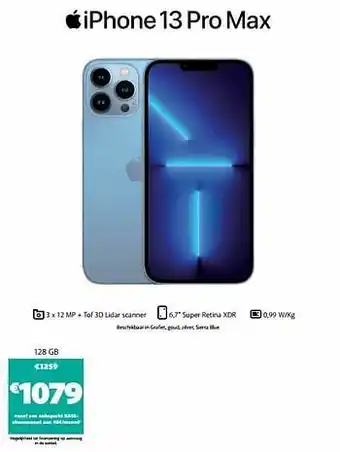 Base Apple iphone 13 pro max 128 gb aanbieding