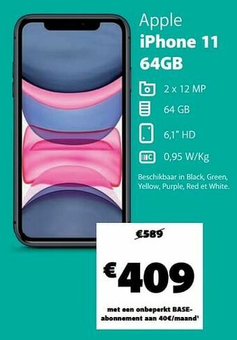 Base Apple iphone 11 64gb aanbieding