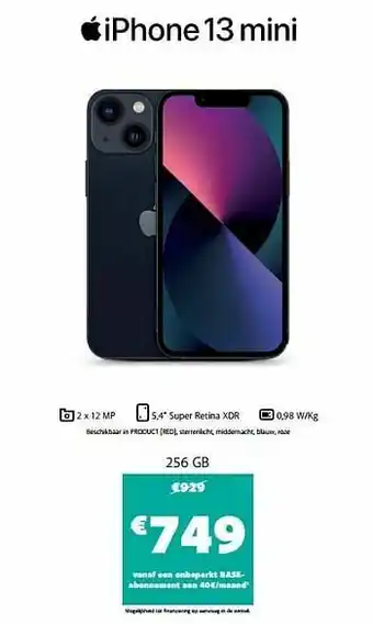 Base Apple iphone 13 mini 256 gb aanbieding
