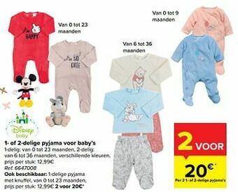Carrefour 1- of 2-delige pyjama voor baby’s aanbieding