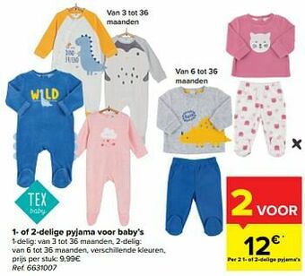 Carrefour 1- of 2-delige pyjama voor baby’s aanbieding