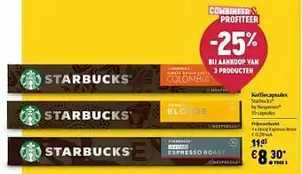 Delhaize Koffiecapsules starbucks decaf espresso roast aanbieding