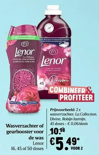Delhaize Lenor wasverzachter, la collection, divine, robijn jasmijn aanbieding