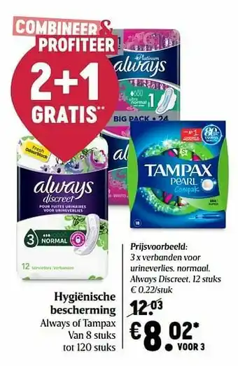 Delhaize Verbanden voor urineverlies, normaal, always discreet aanbieding