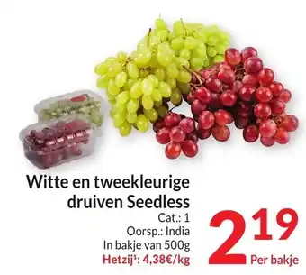 Intermarché Witte en tweekleurige druiven seedless per bakje aanbieding