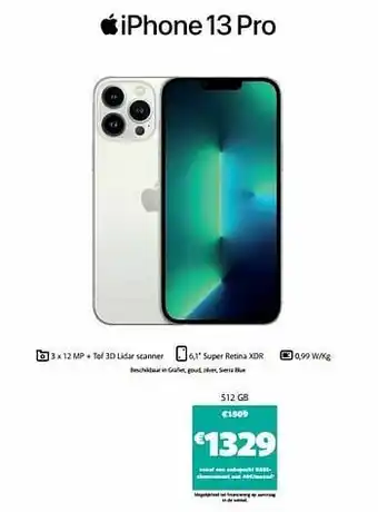 Base Apple iphone 13 pro 512 gb aanbieding