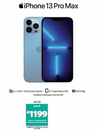 Base Apple iphone 13 pro max 256 gb aanbieding