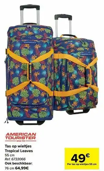 Carrefour Tas op wieltjes tropical leaves aanbieding