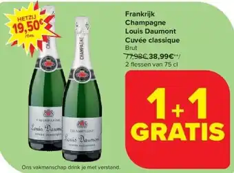 Carrefour Frankrijk Champagne Louis Daumont Cuvée classique aanbieding