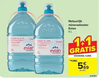 Carrefour Natuurlijk mineraalwater Evian aanbieding