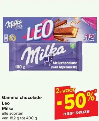 Carrefour Leo Milka Gamma chocolade aanbieding