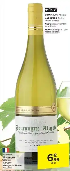 Carrefour Bourgogne Aligoté La Cave d’Augustin Florent Wit, 2022 75 cl aanbieding