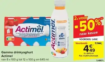 Carrefour Gamma drinkyoghurt Actimel aanbieding