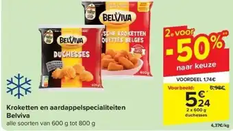 Carrefour Kroketten en aardappelspecialiteiten Belviva aanbieding