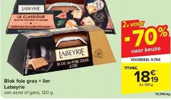 Carrefour Blok foie gras + lier Labeyrie aanbieding