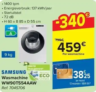 Carrefour Wasmachine WW90T554AAW aanbieding