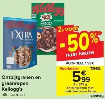 Carrefour Ontbijtgranen en graanrepen Kellogg’s aanbieding