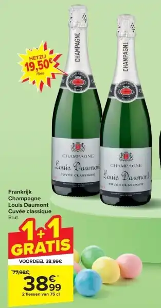 Carrefour Frankrijk Champagne Louis Daumont Cuvée classique aanbieding