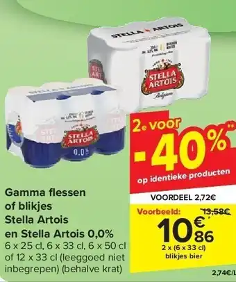 Carrefour Gamma fl essen of blikjes Stella Artois en Stella Artois 0,0% aanbieding