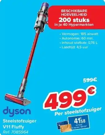 Carrefour Steelstofzuiger V11 Flu y aanbieding