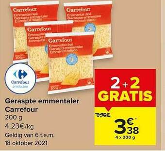 Carrefour Geraspte Emmentaler aanbieding