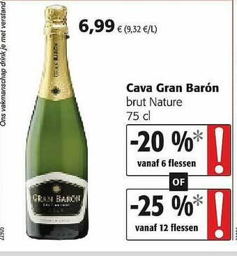 Colruyt Cava Gran Barón Brut Nature aanbieding