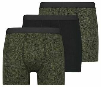 HEMA HEMA Herenboxers Lang Katoen/stretch - 3 Stuks Legergroen (legergroen) aanbieding