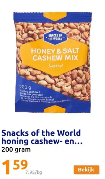 Action Snacks of the World honing cashew- en 200 gram aanbieding