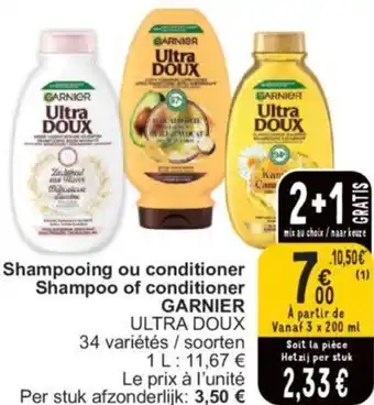 Cora GARNIER Ultra DOUX Shampoo of conditioner aanbieding