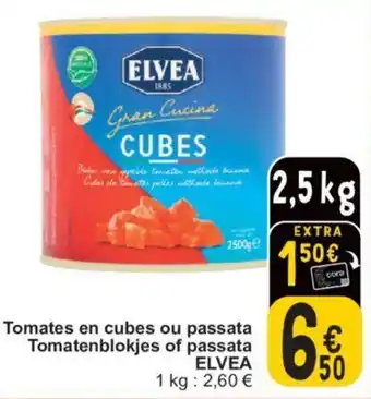 Cora ELVEA Tomatenblokjes of passata 2.5kg aanbieding