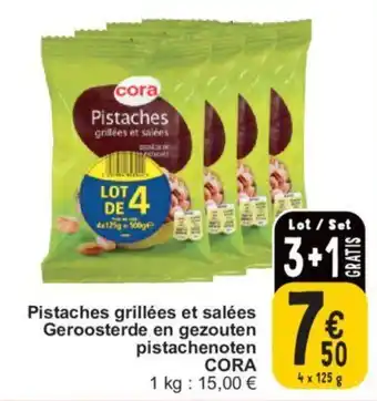 Cora Geroosterde en gezouten pistachenoten 4 x 125g aanbieding