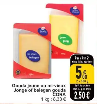 Cora Gouda jeune ou mi-vieux Jonge of belegen gouda 2X300G aanbieding