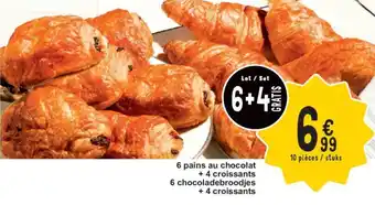 Cora 6 pains au chocolat + 4 croissants 6 chocoladebroodjes + 4 croissants aanbieding