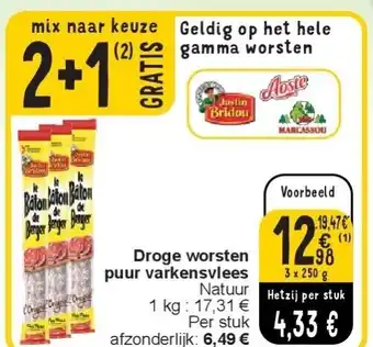 Cora Droge worsten puur varkensvlees aanbieding