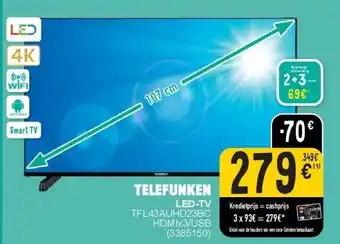 Cora LED-TV TFL43AUHD23BC HDMIx3/USB aanbieding