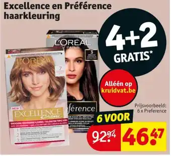 Kruidvat Excellence en Préférence haarkleuring aanbieding