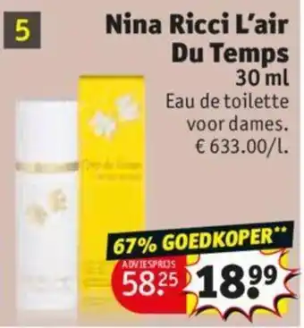 Kruidvat Nina Ricci L'air Du Temps 30 mL aanbieding