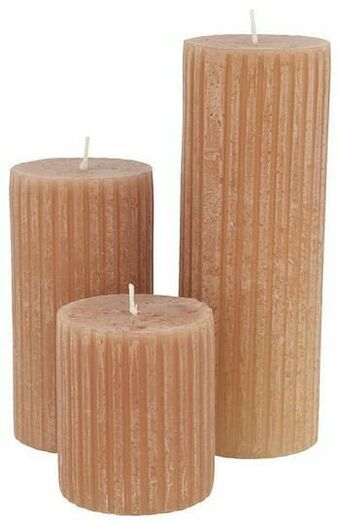 HEMA HEMA Rustieke Kaars Met Reliëf Terra (terra) aanbieding