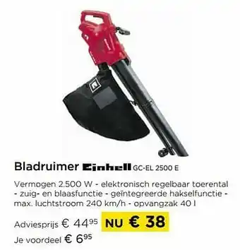 Molecule Bladruimer einhell gc-el 2500 e aanbieding