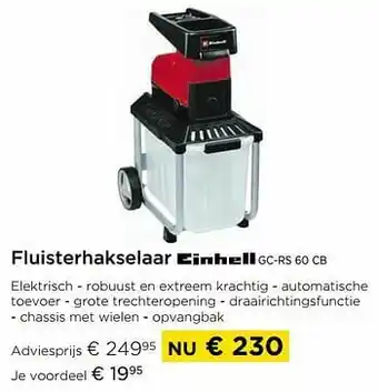 Molecule Fluisterhakselaar einhell gc-rs 60 cb aanbieding