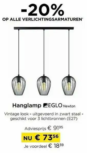 Molecule Hanglamp eglo newton aanbieding