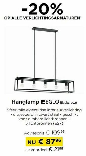 Molecule Hanglamp eglo blackcrown aanbieding