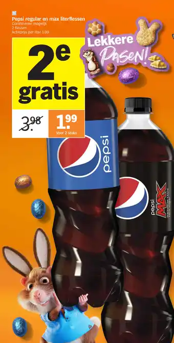 Albert Heijn Pepsi regular en max literflessen aanbieding