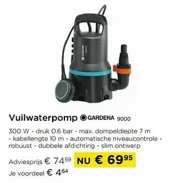 Molecule Vuilwaterpomp gardena 9000 aanbieding
