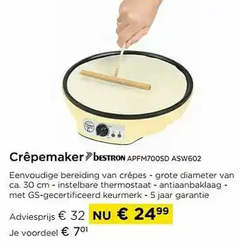 Crêpemaker bestron apfm700sd asw602