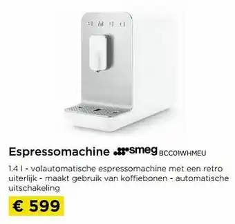 Espressomachine smeg bcc01whmeu
